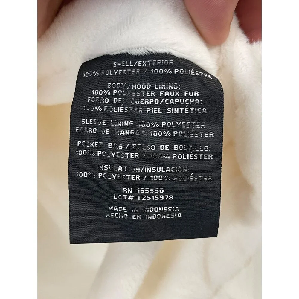 32 Degrees Heat Womens White Hooded Puffer Jacket L With Snap Closures & Pockets - Picture 9 of 11